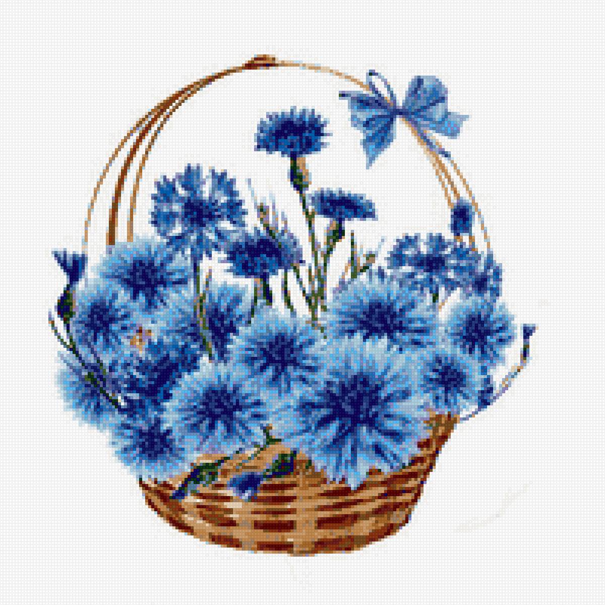 ВАСИЛЬКИ В КОРЗИНКЕ - васильки - предпросмотр