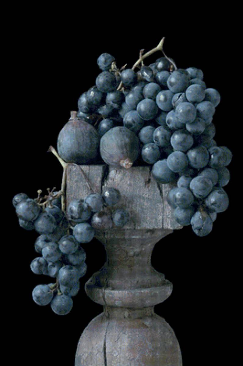 Виноград и инжир - на черном, ягоды, фрукты - предпросмотр