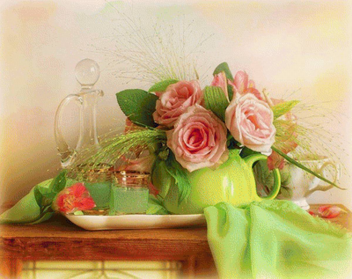 Розы - цветы, букет, розы, натюрморт - предпросмотр