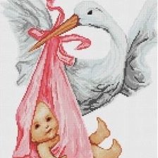 Схема вышивки «Аист и малышка»