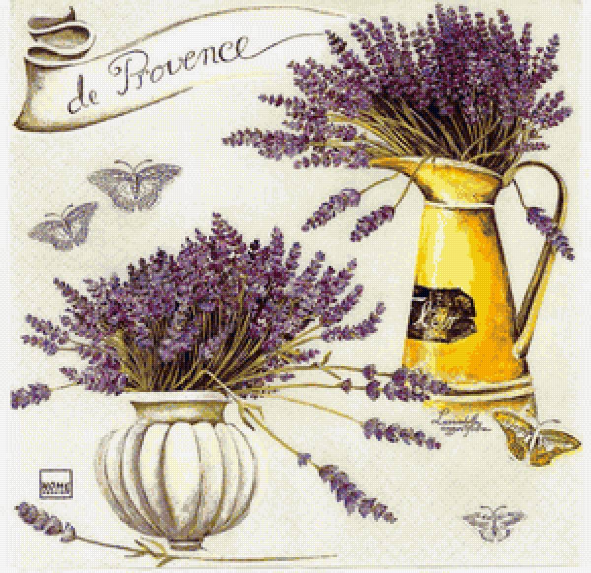 В стиле "Прованс" - цветы, лаванда, кувшин - предпросмотр