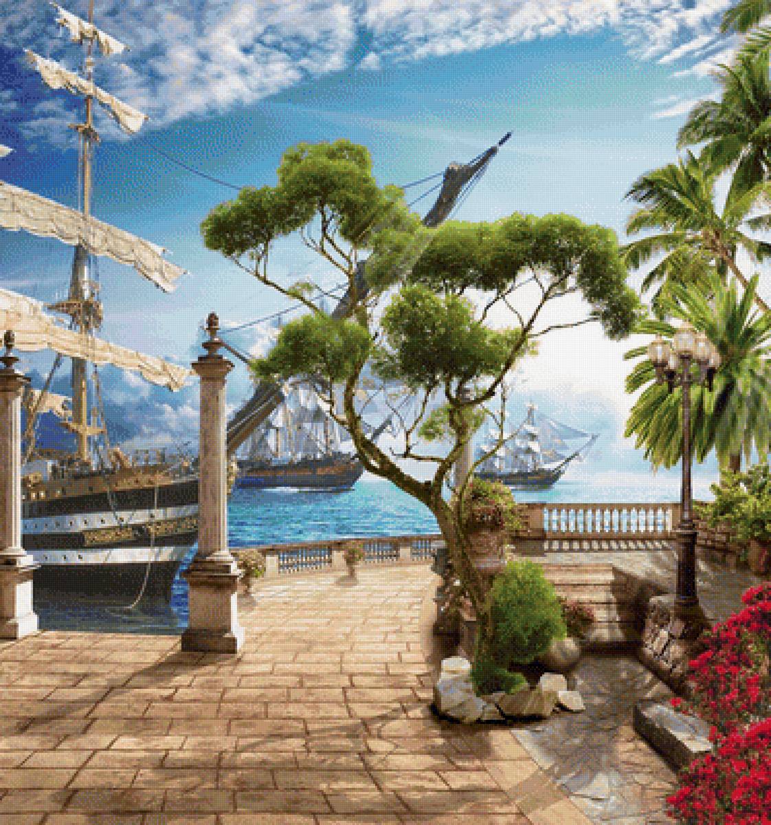 У причала - причал, пейзаж, лето, природа, море, корабль, корабли - предпросмотр