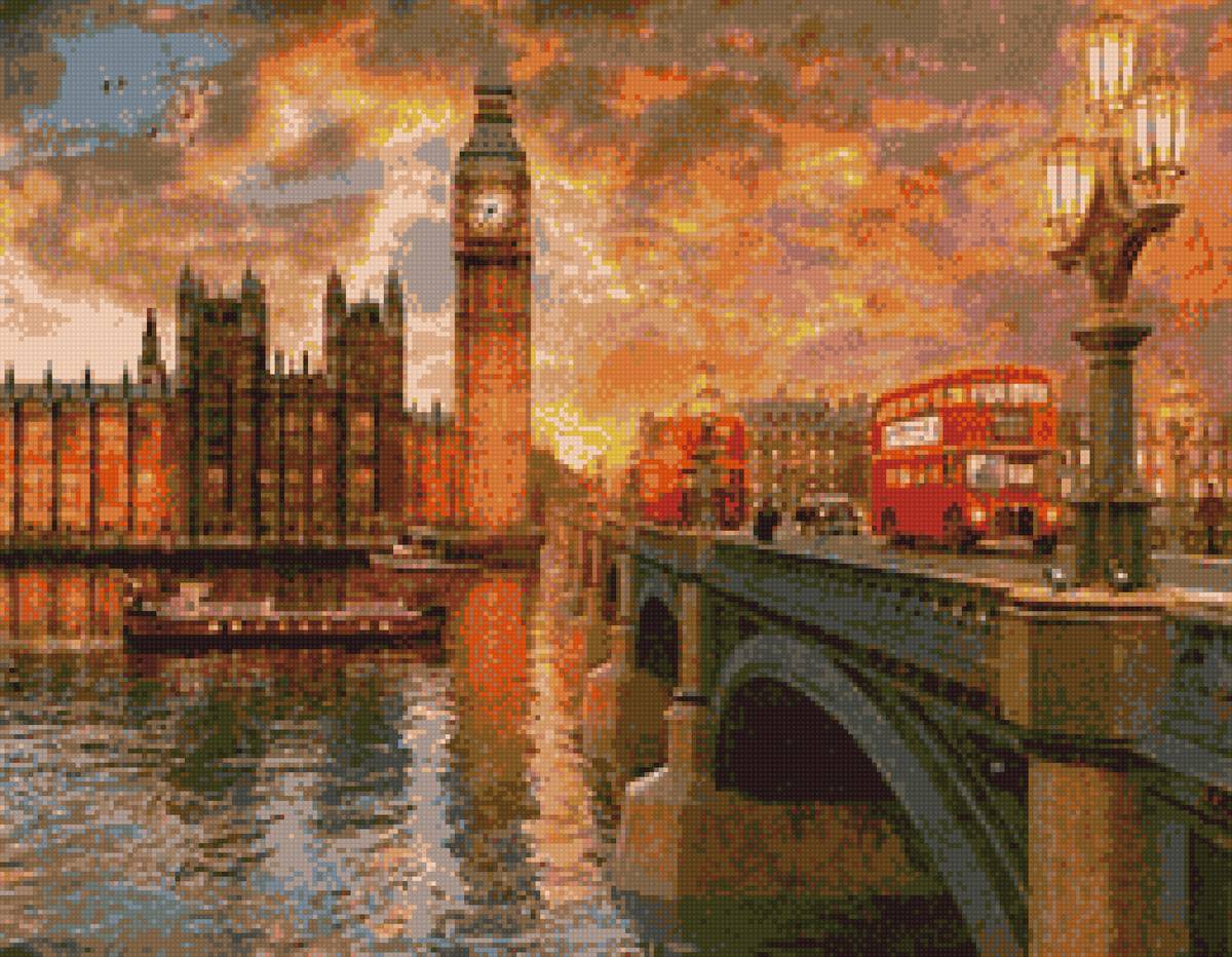 вечерний Лондон - вечер, мост, лондон, река - предпросмотр