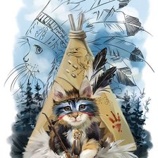 Схема вышивки «Кот-индеец»