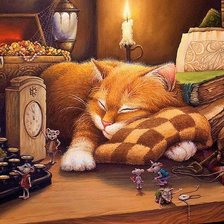 Схема вышивки «Спящий котик»