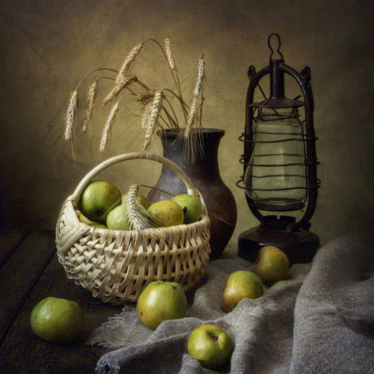 Натюрморт с яблоками - #натюрморт - предпросмотр