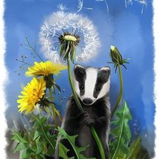 Схема вышивки «Барсук и одуванчики»