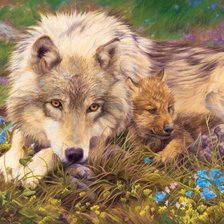 Схема вышивки «Волки»