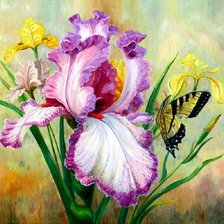 Схема вышивки «Ирис и бабочка»