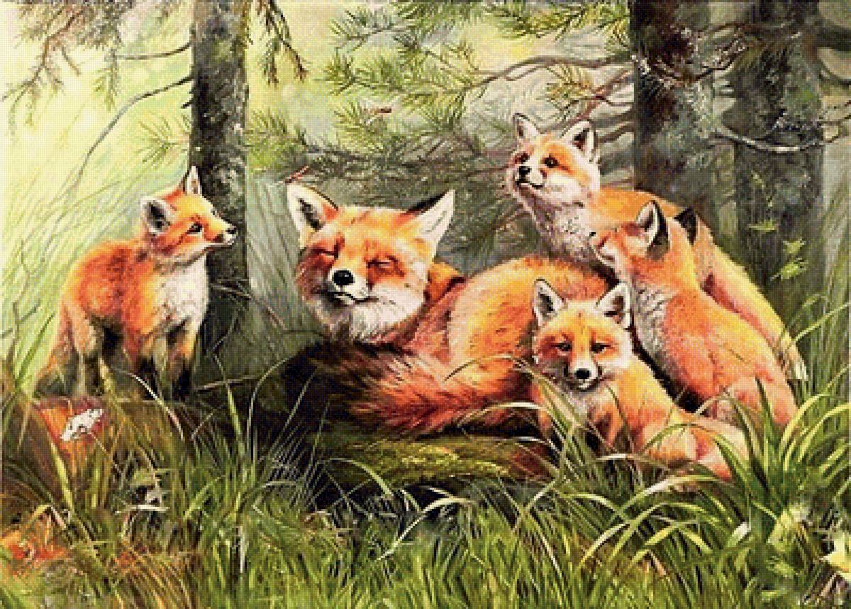 №1881557 - лисы, пейзаж - предпросмотр