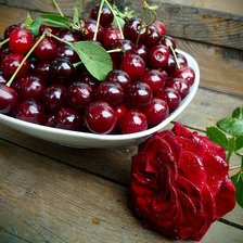 Схема вышивки «Роза и вишня»