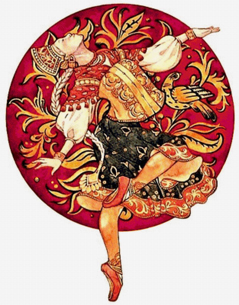 №1883691 - девушка, балет, шекснинская роспись - предпросмотр