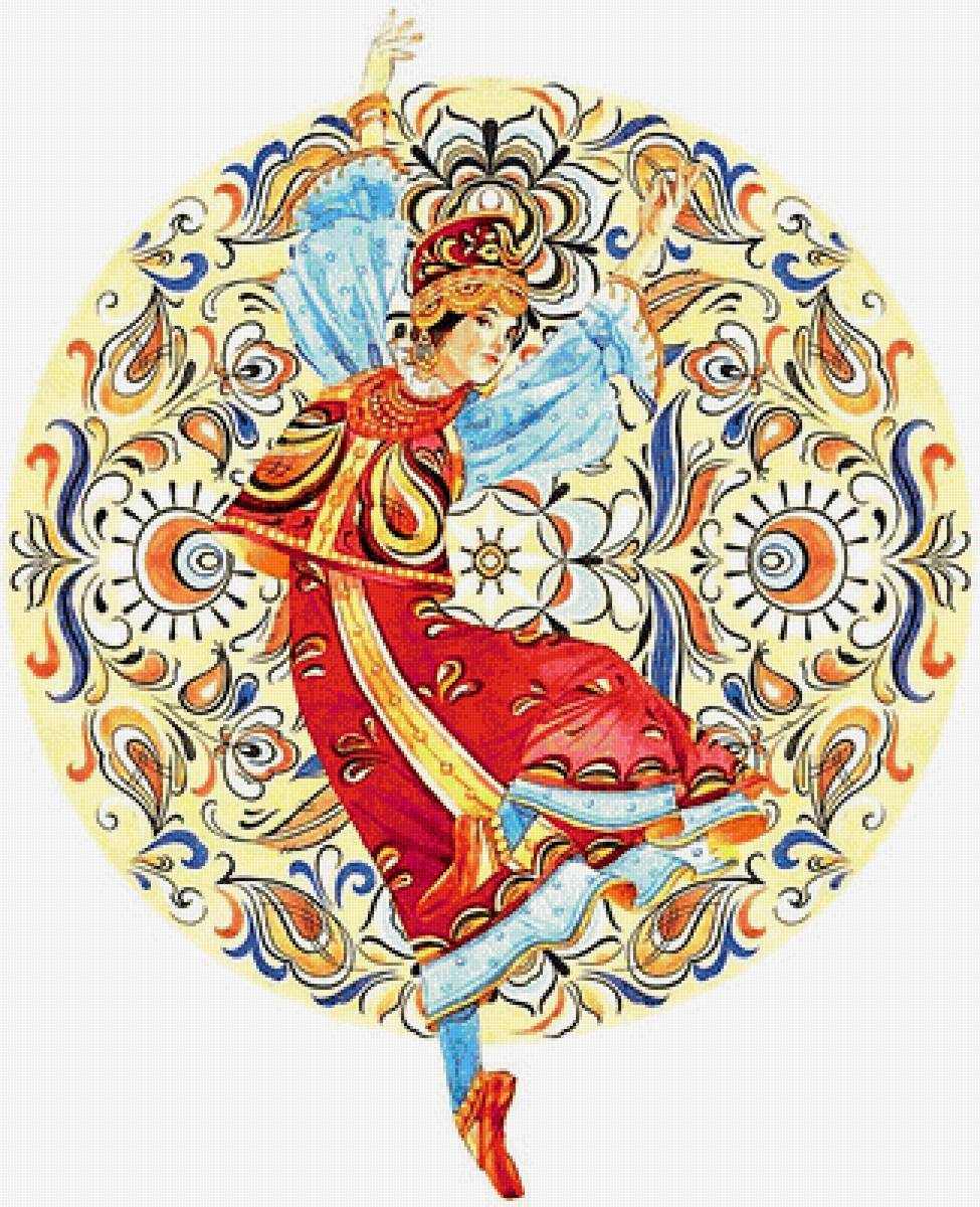 №1883726 - девушка, балет, шенкурская роспись - предпросмотр