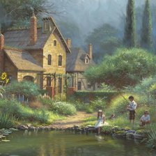 Схема вышивки «Дети у пруда 2»