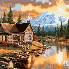 Схема вышивки «Домик в лесу»