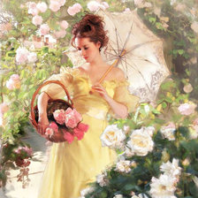 Схема вышивки «Девушка с розами»