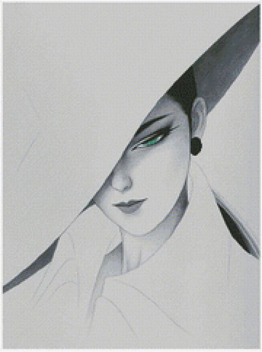 Девушка-загадка - женщина красавица монохром - предпросмотр