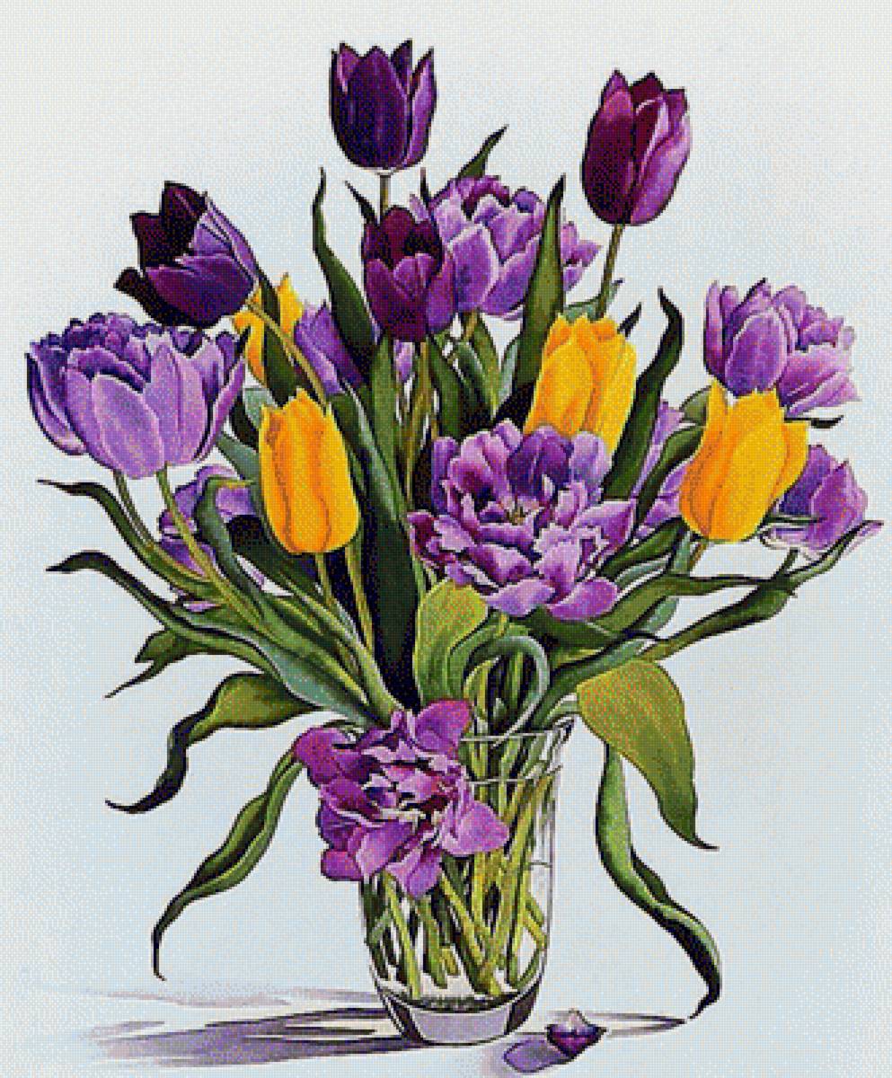 Букет цветов. - натюрморт, цветы, живопись. - предпросмотр