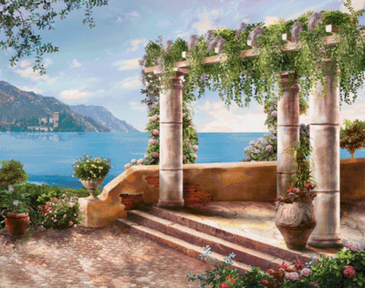 У моря - лето, природа, пейзаж, цветы, море - предпросмотр