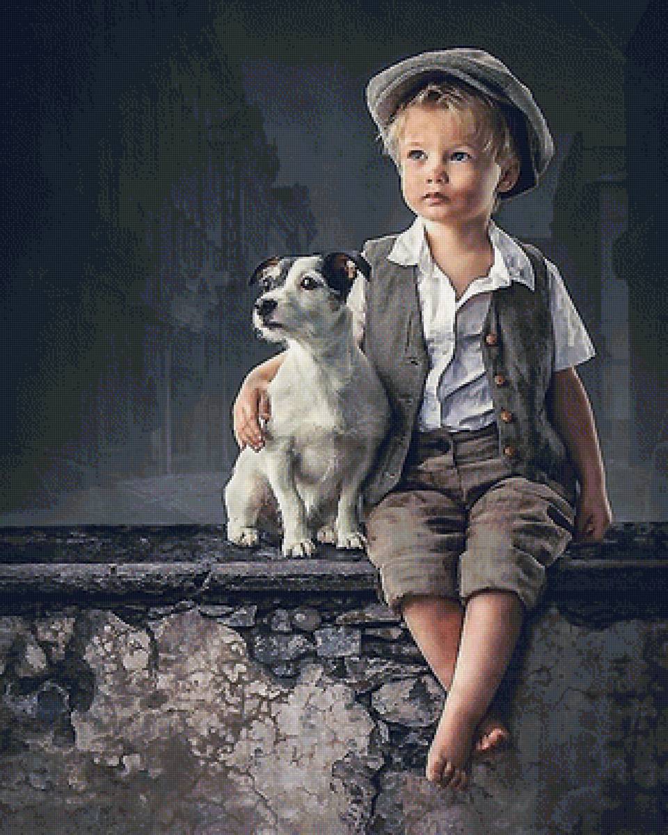 мальчик с собакой - предпросмотр