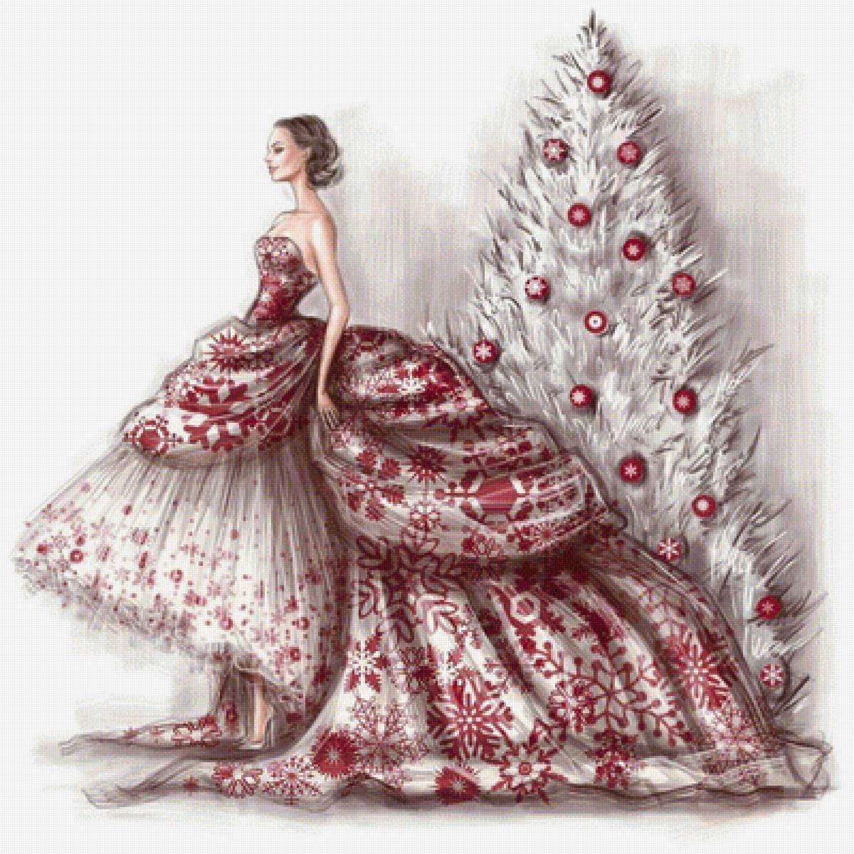 Dama Natale - dama, rosso, natale, donna - предпросмотр