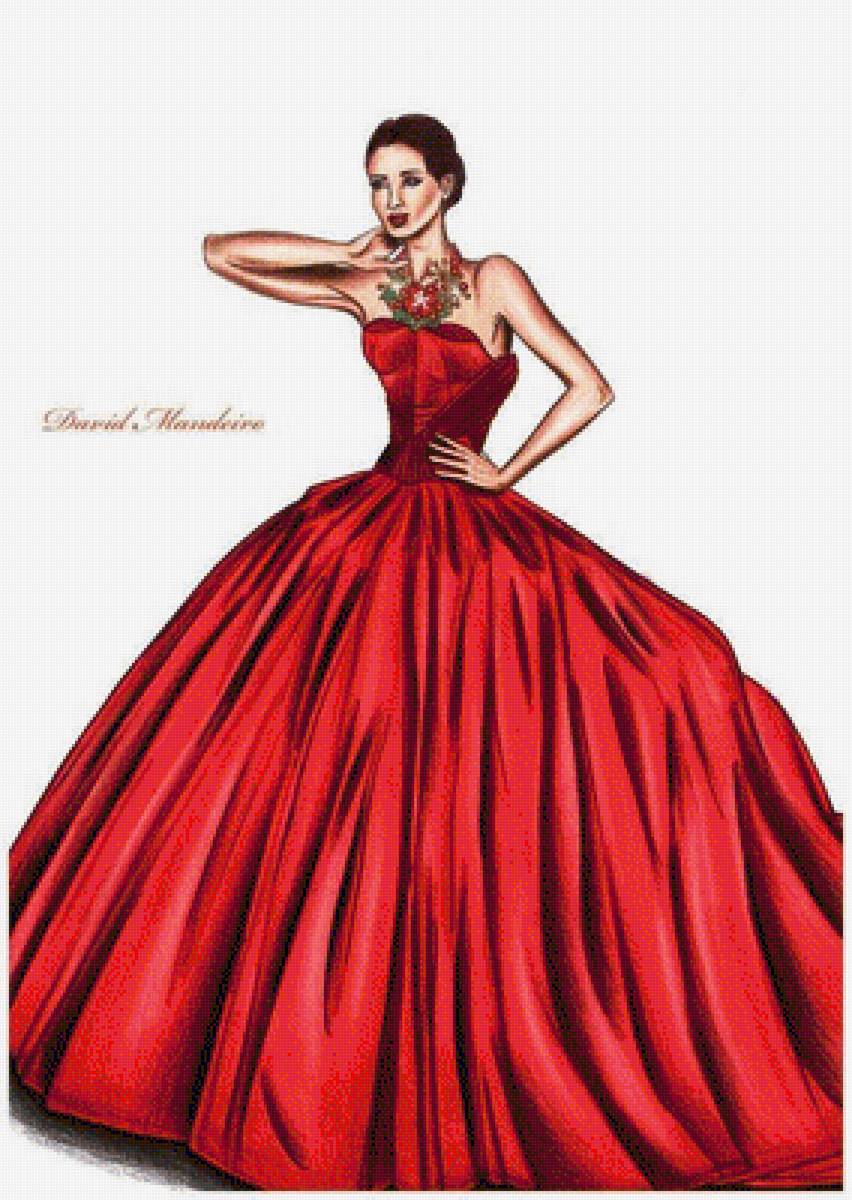 Dama in rosso - dama, donna, rosso - предпросмотр