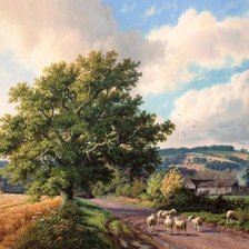 Схема вышивки «пейзаж, поле, животные»