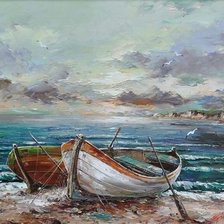 Схема вышивки «море, лодки»