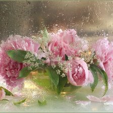 Схема вышивки «пионы под дождем»