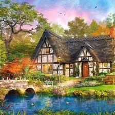 Схема вышивки «Домик у пруда»