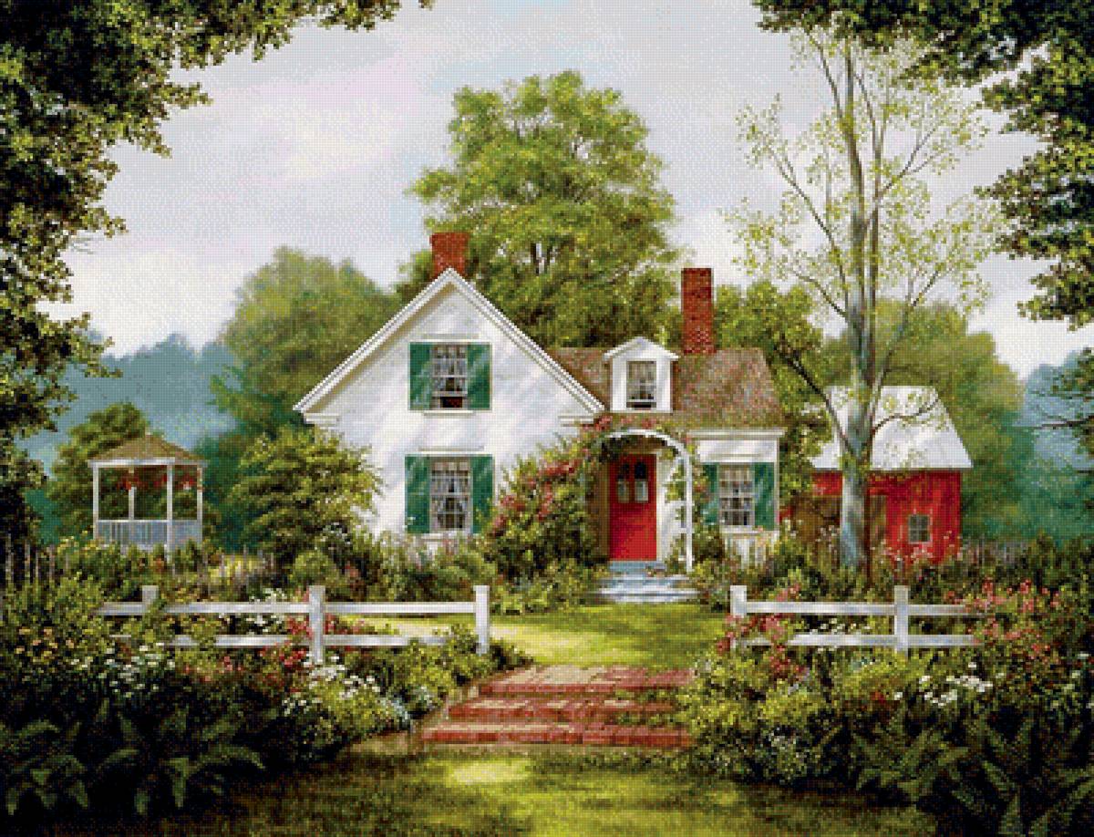 Домик - природа, дом, лето, домик, пейзаж, беседка - предпросмотр