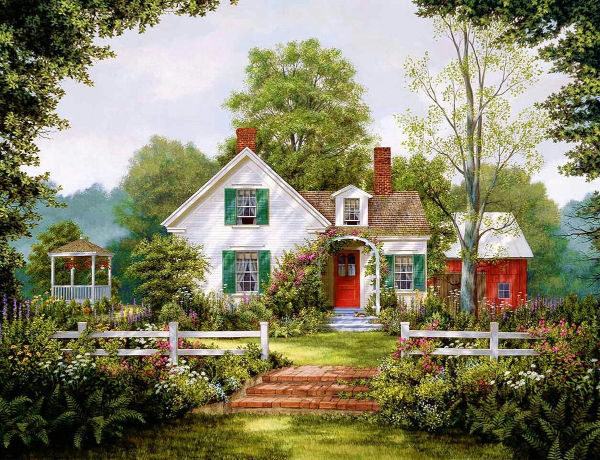 Домик (для Almazik777) - пейзаж, дом, природа, лето, беседка, домик - оригинал