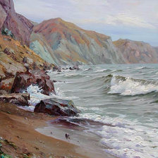 Схема вышивки «море, горы»