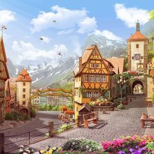 Схема вышивки «Старый город»