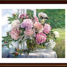 Схема вышивки «пионы»