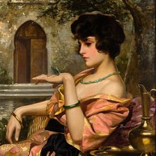 Схема вышивки «Девушка с бабочкой. Худ.  Гарольд Пиффард»