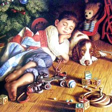 Схема вышивки «Мальчик с собакой»