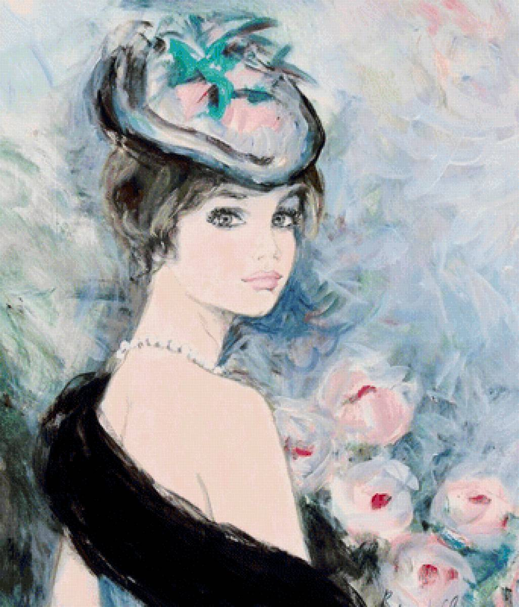 Мадемуазель Николь. По картине худ. Bernard Charoy - ретро, девушка - предпросмотр