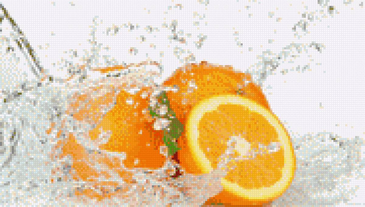 апельсин - апельсин, вода, брызги - предпросмотр