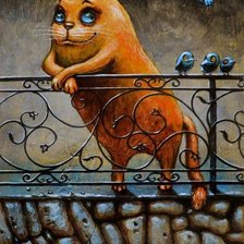 Схема вышивки «котя с птичками»