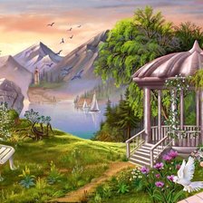 Схема вышивки «Беседка»