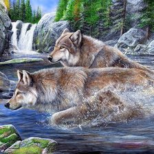 Схема вышивки «Волки»