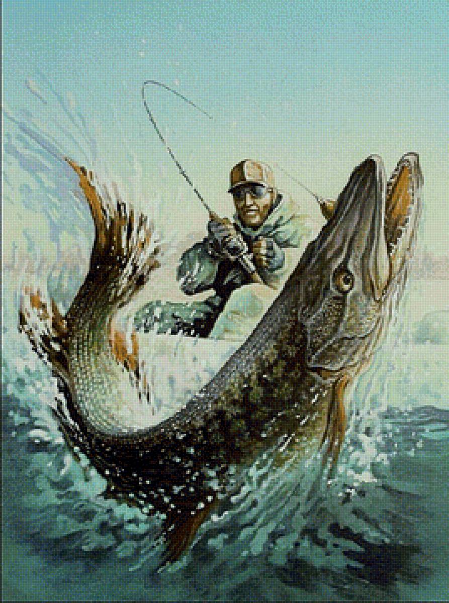 Удачный улов - рыбак, удочка, рыба, рыбалка - предпросмотр