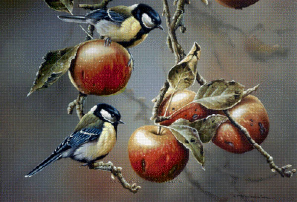 Угощение созрело! - ветвь, птицы - предпросмотр