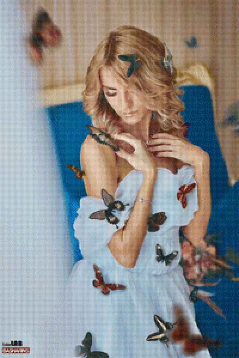 Девушка и бабочки - девушка, бабочки - предпросмотр