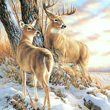 Схема вышивки «Серия "Олени". Зима»