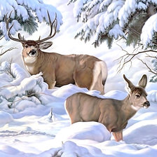 Схема вышивки «Серия "Олени". Зима»