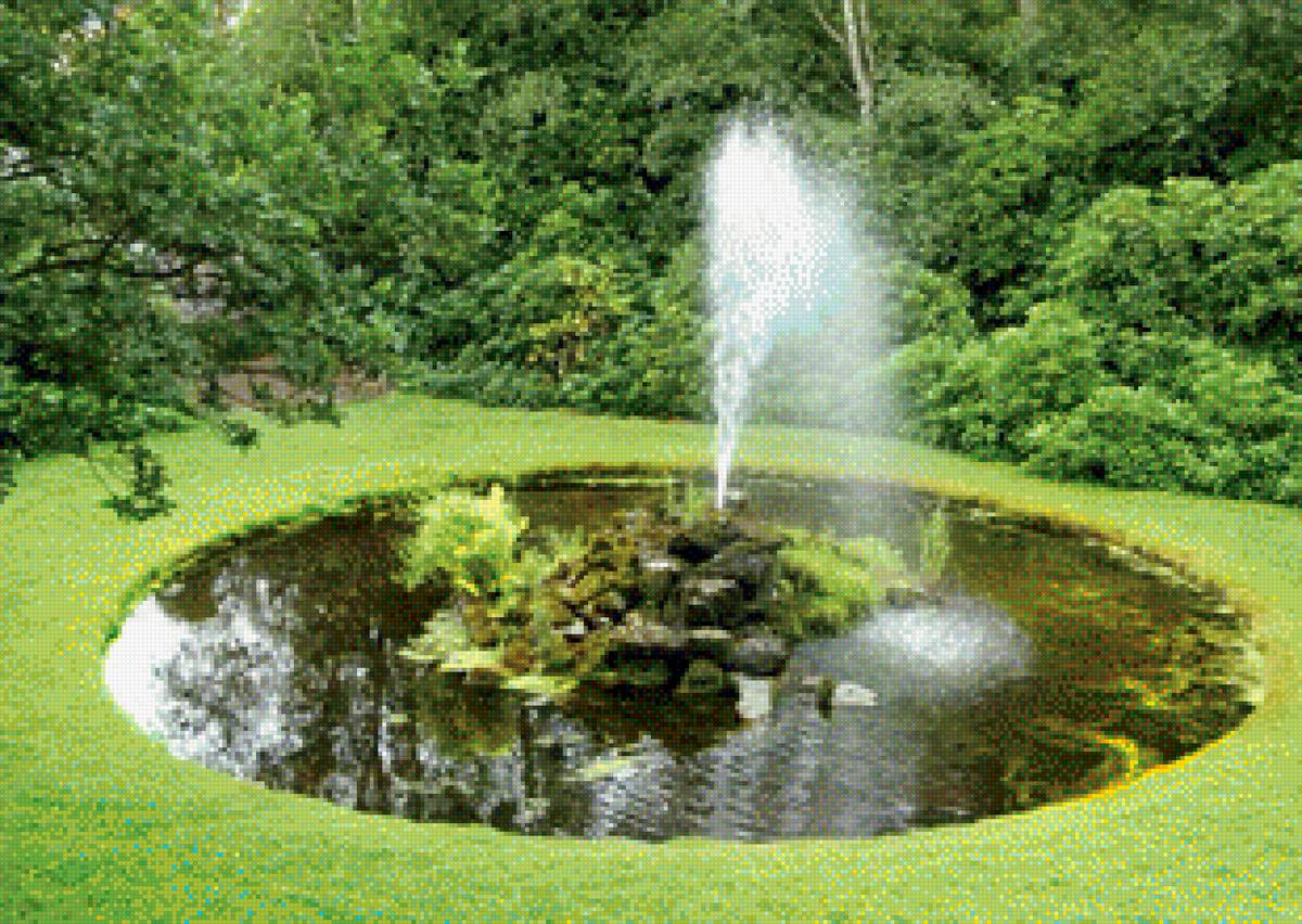 фонтан в лесу - озеро, фонтан, ключ, лес, природа, лето - предпросмотр