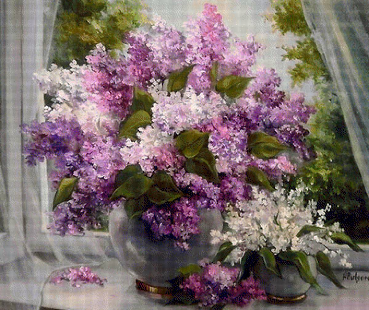 Сирень у окна 2 - букет, цветы, сирень, натюрморт - предпросмотр