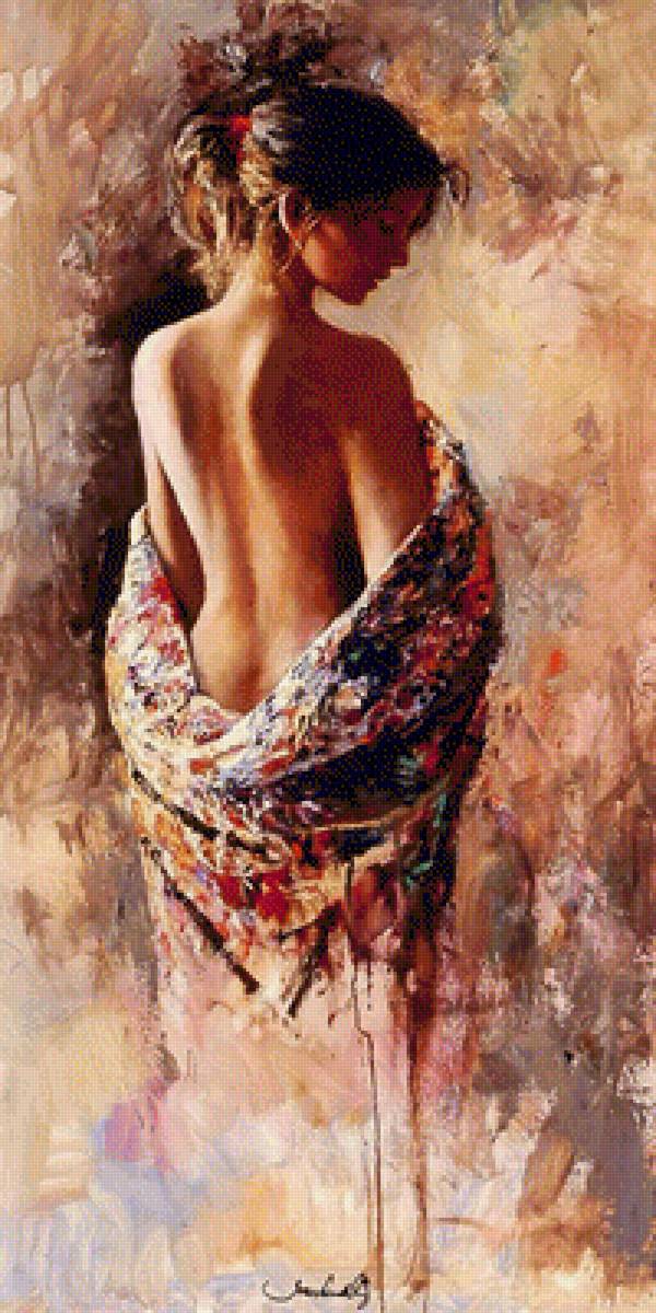 MUJER SEMIDESNUDA - 200 x 400 cruces - предпросмотр